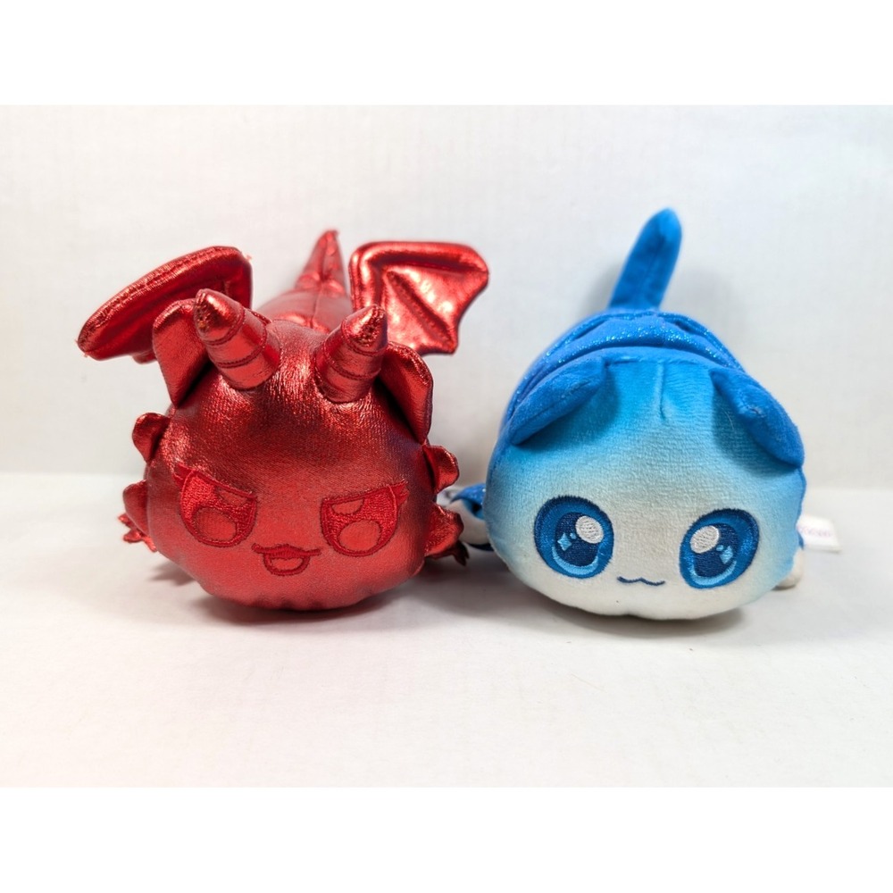 Aphmau Meemeows Plush Ruby Gemstone Dragon & Mystery Egg Pierce Cat Set of 2